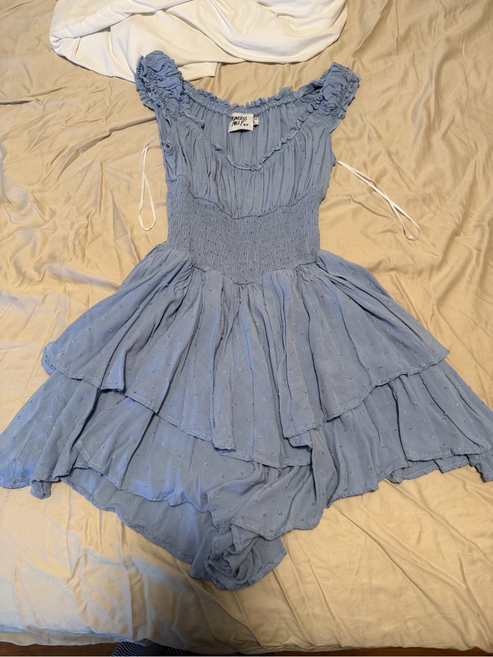Princess Polly Light Blue Ruffled Tiered Romper